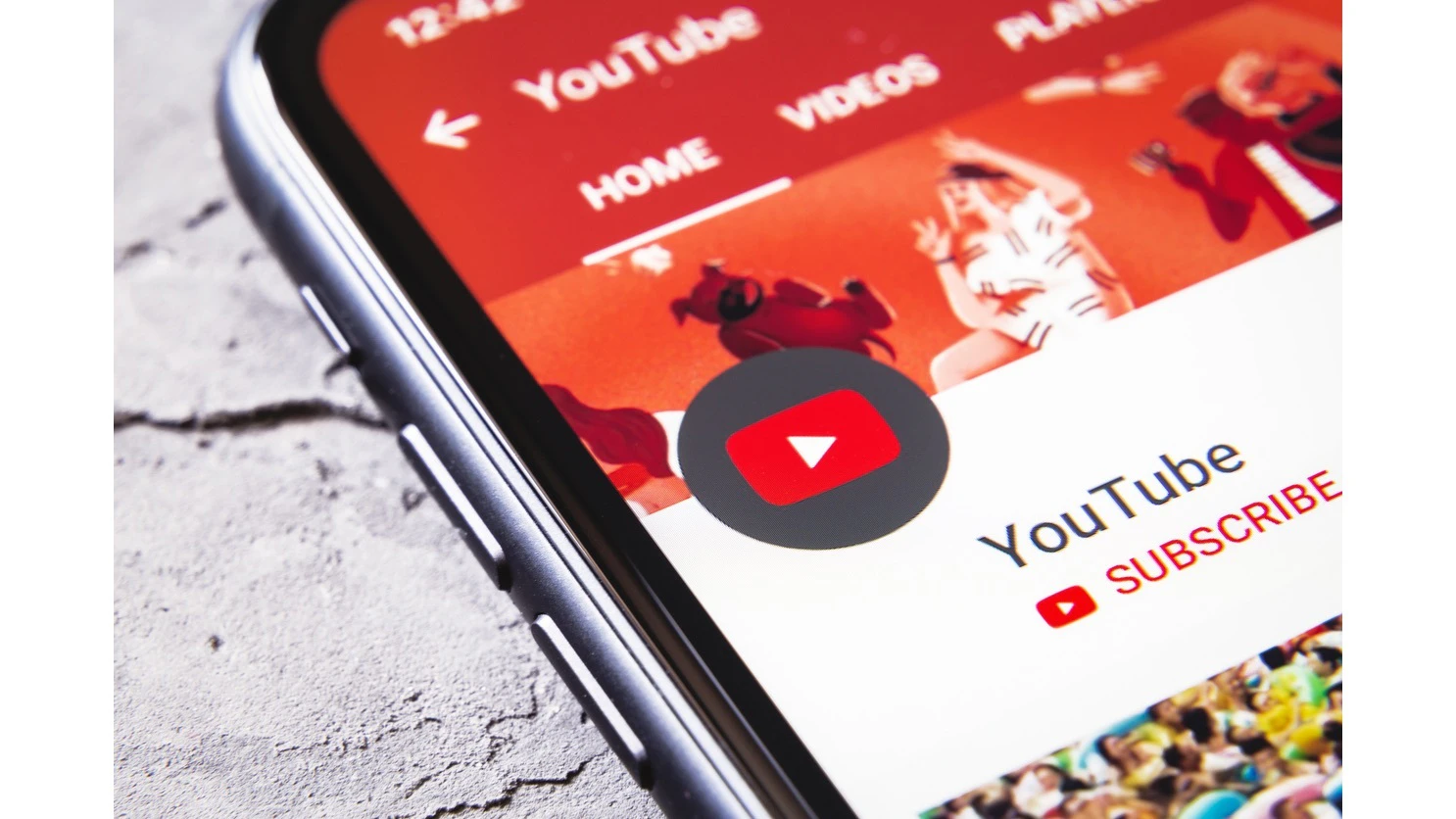 YouTube player on smartphone